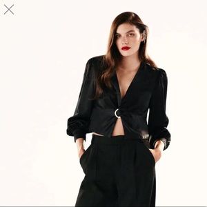 SOLD - ZARA Ring Trim Satin Effect Top